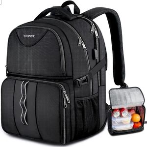 Ytonet black laptop backpack with lunchbox storage included